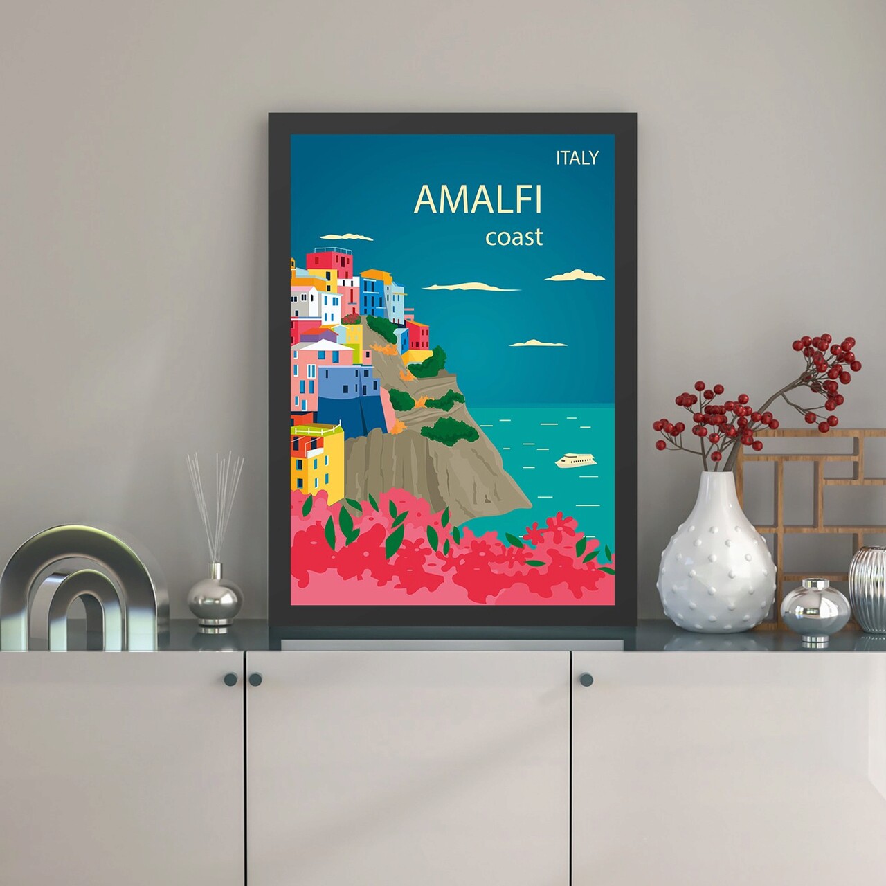 Tablou decorativ, Amalfi (55 x 75), Polistiren, Multicolor - imagine 3